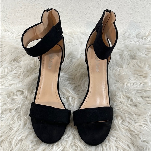 BELLA MARIE Elysa Open Toe Ankle Strappy Heels Black Suede Size 8.5 - Picture 3 of 15